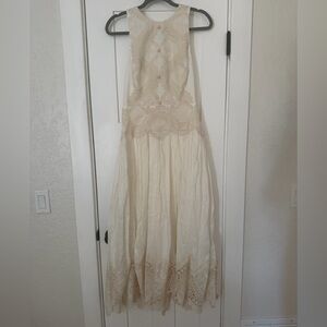 Zimmermann Ivory Embroidered Trim Dress